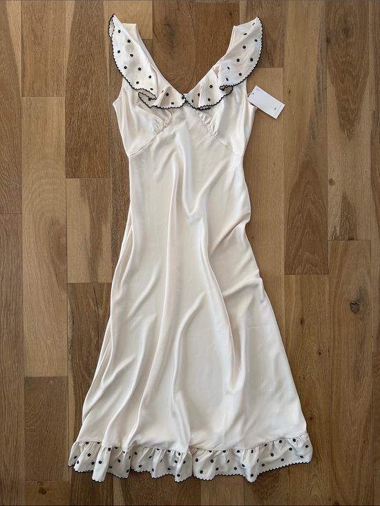 Caroline Constas Dresses & Skirts - Caroline Constas Ivory Slip Dress with Polka Dot Ruffle
